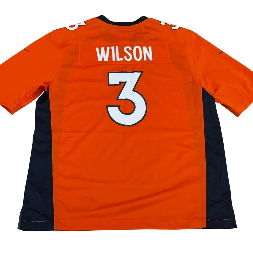 Denver Broncos Russell Wilson‎ 3 Nike NFL On Field Orange Jersey Men's Large